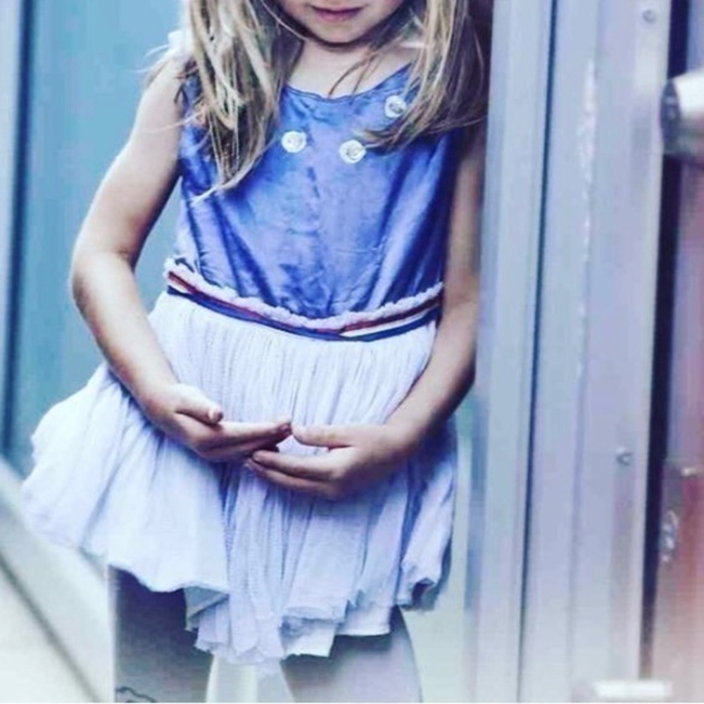 Wovenplay Girls Ruffle Tiered 100% Cotton Twirl Skirt Gray Red White Blue 6